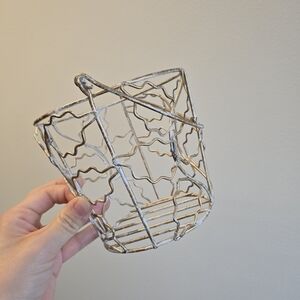 Gold White Leaves Small Metal Basket